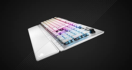 ROCCAT Vulcan 122 Mechanical PC Tactile Gaming Keyboard, Titan Switch, AIMO RGB Backlit Lighting Per Key, Detachable Palm/Wrist Rest, Anodized Aluminum Top Plate, Full Size, White/Silver