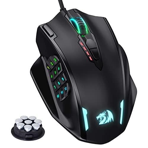 Redragon M908 Impact RGB LED MMO Mouse with Side Buttons Optical Wired Gaming Mouse with 12,400DPI, High Precision, 20 Programmable Mouse Buttons