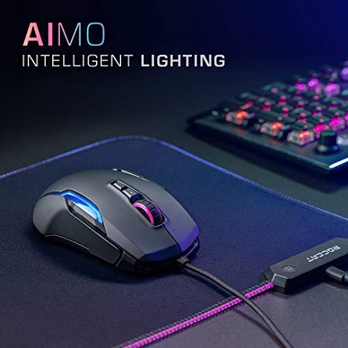 ROCCAT Kone AIMO PC Gaming Mouse, Optical, RGB Backlit Lighting, 23 Programmable Keys, Onboard Memory, Palm Grip, Owl Eye Sensor, Ergonomic, LED Illumination, Adjustable 100 to 16,000 DPI, Black