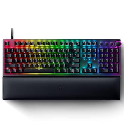 Razer Huntsman V2 Optical Gaming Keyboard: Fastest Linear Optical Switches Gen-2 w/Sound Dampeners & 8000Hz Polling Rate - Doubleshot PBT Keycaps - Dedicated Media Keys & Dial - Ergonomic Wrist Rest