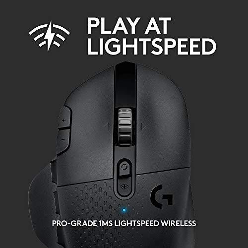 Logitech G604 LIGHTSPEED Wireless Gaming Mouse with 15 programmable controls, up to 240 hour battery life, dual wireless connectivity modes, hyper-fast scroll wheel - Black