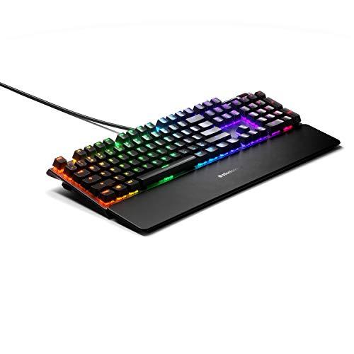 SteelSeries Apex 5 Hybrid Mechanical Gaming Keyboard – Per-Key RGB Illumination – Aircraft Grade Aluminum Alloy Frame – OLED Smart Display (Hybrid Blue Switch)