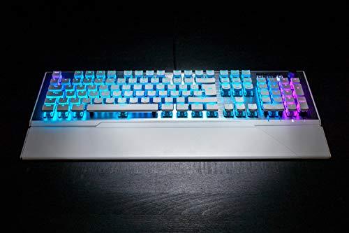 ROCCAT Vulcan 122 Mechanical PC Tactile Gaming Keyboard, Titan Switch, AIMO RGB Backlit Lighting Per Key, Detachable Palm/Wrist Rest, Anodized Aluminum Top Plate, Full Size, White/Silver