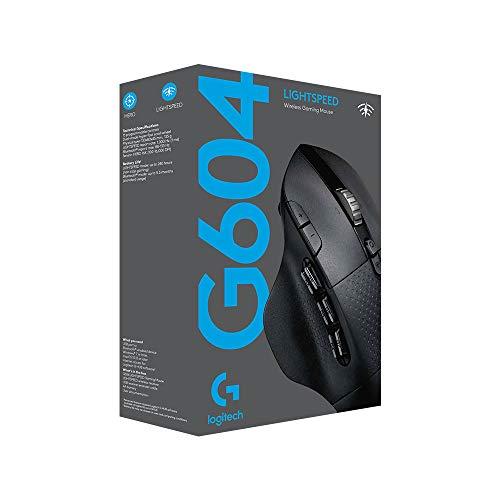 Logitech G604 LIGHTSPEED Wireless Gaming Mouse with 15 programmable controls, up to 240 hour battery life, dual wireless connectivity modes, hyper-fast scroll wheel - Black