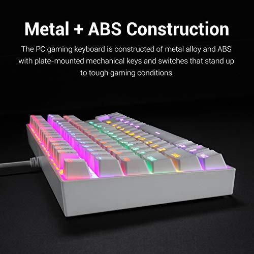 Redragon K552 Mechanical Gaming Keyboard Rainbow LED Backlit Wired with Anti-Dust Proof Switches for Windows PC (White, 87 Key Red Switch)