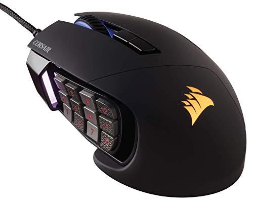 Corsair Scimitar RGB Elite, MOBA/MMO Gaming Mouse, Black, Backlit RGB LED, 18000 DPI, Optical