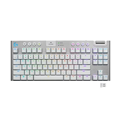 Logitech G915 TKL White Tactile Tenkeyless Lightspeed Wireless RGB Mechanical Gaming Keyboard, Low Profile Switch Options, LIGHTSYNC RGB, Advanced Wireless and Bluetooth Support