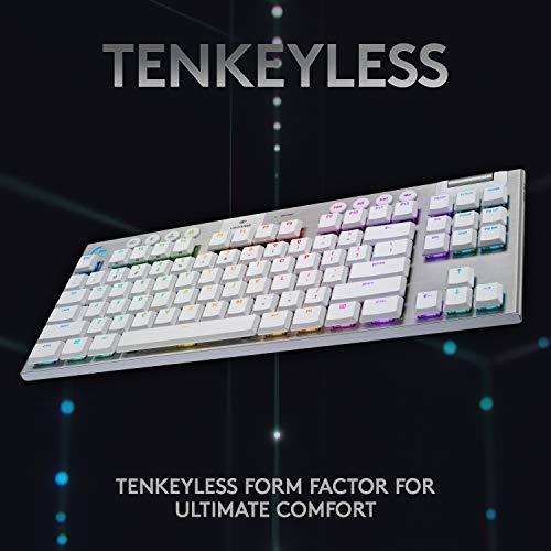 Logitech G915 TKL White Tactile Tenkeyless Lightspeed Wireless RGB Mechanical Gaming Keyboard, Low Profile Switch Options, LIGHTSYNC RGB, Advanced Wireless and Bluetooth Support