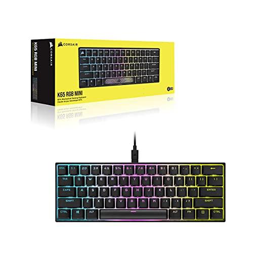 Corsair K65 RGB MINI 60% Mechanical Gaming Keyboard (Customizable Per-Key RGB Backlighting, CHERRY MX Speed Mechanical Keyswitches, Detachable USB Type-C Cable, AXON Hyper-Processing Technology) Black