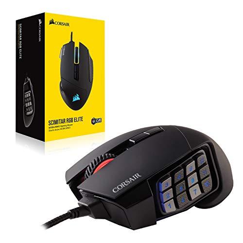 Corsair Scimitar RGB Elite, MOBA/MMO Gaming Mouse, Black, Backlit RGB LED, 18000 DPI, Optical