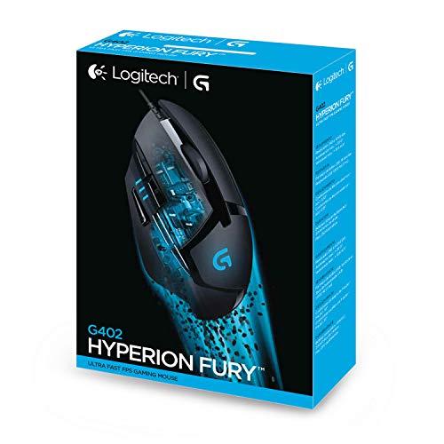 Logitech G402 Hyperion Fury Wired Gaming Mouse, 4,000 DPI, Lightweight, 8 Programmable Buttons, Compatible with PC / Mac - Black