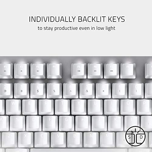 Razer BlackWidow Lite TKL Tenkeyless Mechanical Keyboard : Orange Key Switches - Tactile & Silent - White Individual Key Lighting - Compact Design - Detachable Cable - Mercury White, one Size