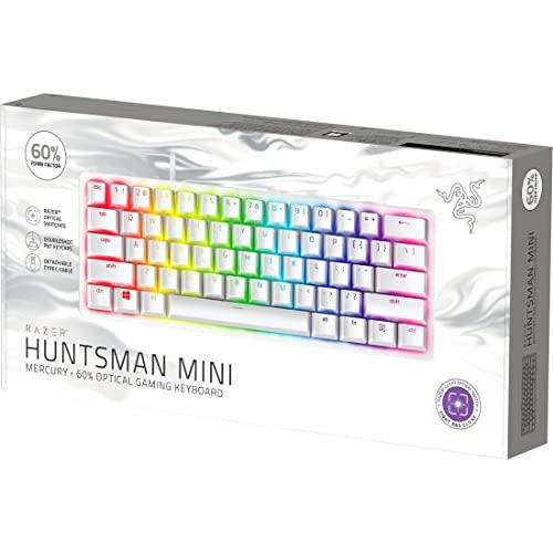 Razer Huntsman Mini 60% Gaming Keyboard: Fastest Keyboard Switches Ever - Clicky Optical Switches - Chroma RGB Lighting - PBT Keycaps - Onboard Memory - Mercury White