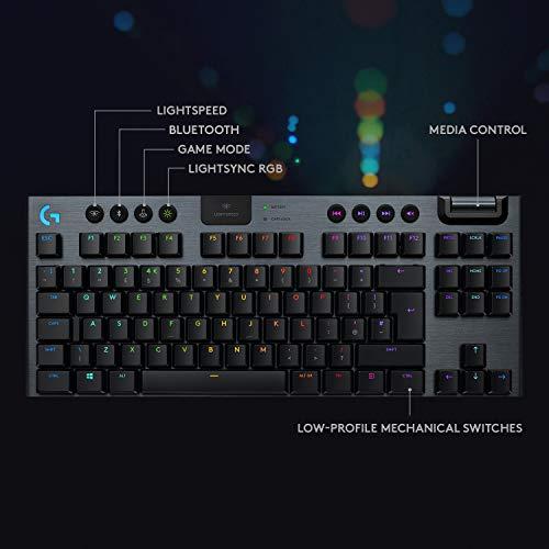 Logitech G915 TKL Tenkeyless Lightspeed Wireless RGB Mechanical Gaming Keyboard, Low Profile Switch Options, Lightsync RGB, Advanced Wireless and Bluetooth Support - Tactile