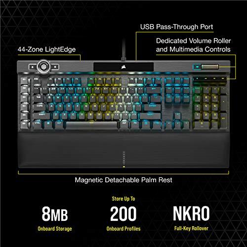 Corsair K100 RGB Mechanical Gaming Keyboard - CHERRY MX SPEED RGB Silver Keyswitches - AXON Hyper-Processing Technology for 4x Faster Throughput - 44-Zone RGB LightEdge - PBT Double-Shot Keycaps