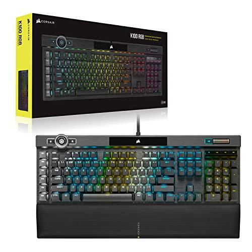 Corsair K100 RGB Mechanical Gaming Keyboard - CHERRY MX SPEED RGB Silver Keyswitches - AXON Hyper-Processing Technology for 4x Faster Throughput - 44-Zone RGB LightEdge - PBT Double-Shot Keycaps