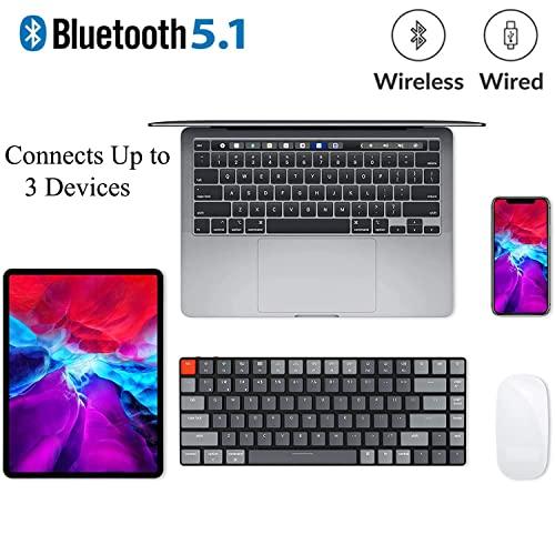 Keychron K3 Version 2, 75% Layout 84 Keys Ultra-Slim Wireless Bluetooth/USB Wired Mechanical Keyboard with White Backlit, Hot-Swappable Low-Profile Keychron Optical Brown Switch for Mac Windows