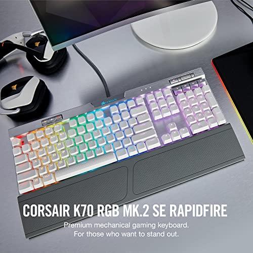 Corsair K70 RGB MK.2 SE Mechanical RAPIDFIRE Gaming Keyboard - USB Passthrough & Media Controls - PBT Double-Shot Keycaps - Cherry MX Speed - RGB LED Backlit - White