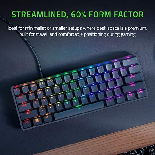 Razer Huntsman Mini 60% Gaming Keyboard: Fast Keyboard Switches - Clicky Optical Switches - Chroma RGB Lighting - PBT Keycaps - Onboard Memory - Classic Black (Renewed)