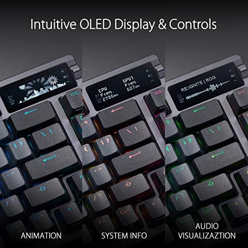 ASUS ROG Azoth 75% Wireless DIY Custom Gaming Keyboard, OLED Display, Three-Layer Dampening, Hot-Swappable ROG NX Red Switches & Keyboard Stabilizers, PBT Keycaps, RGB-Black