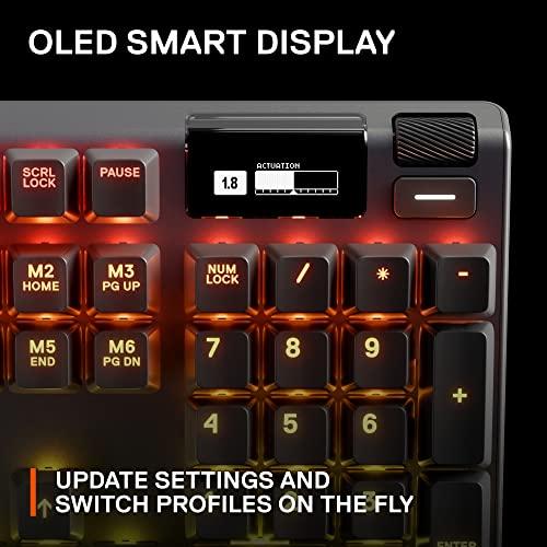 SteelSeries Apex Pro Mechanical Gaming Keyboard – Adjustable Actuation Switches – World’s Fastest Mechanical Keyboard – OLED Smart Display – RGB Backlit