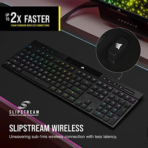 Corsair K100 AIR Wireless RGB Mechanical Gaming Keyboard - Ultra-Thin, Sub-1ms Slipstream , Low-Latency Bluetooth, Cherry MX Ultra Low Profile Keyswitches - NA Layout, QWERTY - Black