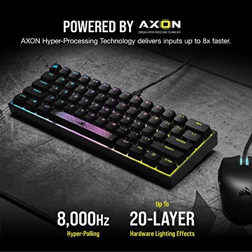 Corsair K65 RGB MINI 60% Mechanical Gaming Keyboard (Customizable Per-Key RGB Backlighting, CHERRY MX Speed Mechanical Keyswitches, Detachable USB Type-C Cable, AXON Hyper-Processing Technology) Black