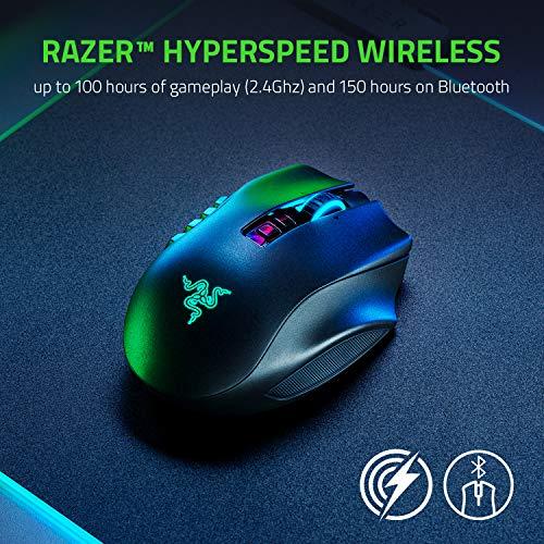 Razer Naga Pro Wireless Gaming Mouse: Interchangeable Side Plate w/ 2, 6, 12 Button Configurations - Focus+ 20K DPI Optical Sensor - Fastest Gaming Mouse Switch - Chroma RGB Lighting