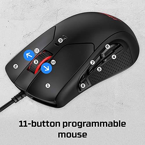 HyperX Pulsefire Raid – Gaming Mouse, 11 Programmable Buttons, RGB, Ergonomic Design, Comfortable Side Grips, Software-Controlled Customization