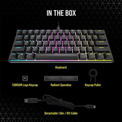 Corsair K65 RGB MINI 60% Mechanical Gaming Keyboard (Customizable Per-Key RGB Backlighting, CHERRY MX Speed Mechanical Keyswitches, Detachable USB Type-C Cable, AXON Hyper-Processing Technology) Black