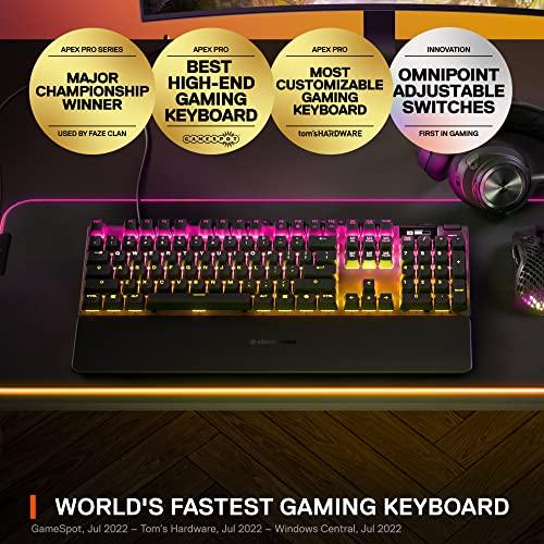 SteelSeries Apex Pro Mechanical Gaming Keyboard – Adjustable Actuation Switches – World’s Fastest Mechanical Keyboard – OLED Smart Display – RGB Backlit