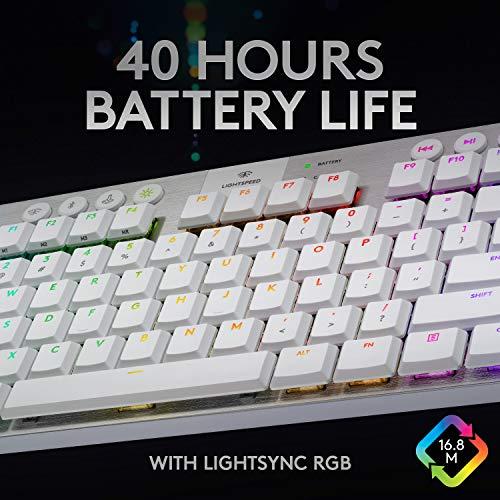 Logitech G915 TKL White Tactile Tenkeyless Lightspeed Wireless RGB Mechanical Gaming Keyboard, Low Profile Switch Options, LIGHTSYNC RGB, Advanced Wireless and Bluetooth Support