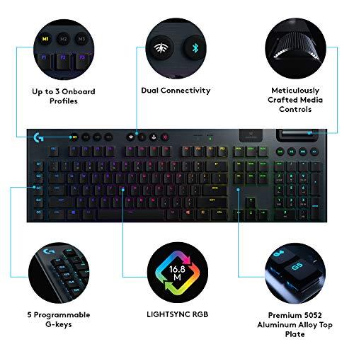 Logitech G915 Wireless Mechanical Gaming Keyboard (Tactile) - Black