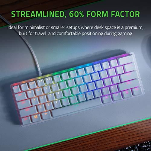 Razer Huntsman Mini 60% Gaming Keyboard: Fastest Keyboard Switches Ever - Clicky Optical Switches - Chroma RGB Lighting - PBT Keycaps - Onboard Memory - Mercury White