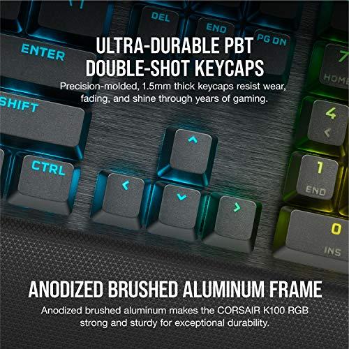 Corsair K100 RGB Mechanical Gaming Keyboard - CHERRY MX SPEED RGB Silver Keyswitches - AXON Hyper-Processing Technology for 4x Faster Throughput - 44-Zone RGB LightEdge - PBT Double-Shot Keycaps