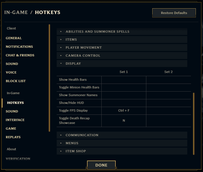 League of Legends hotkeys